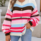Pink Stripe Colorblock Cardigan
