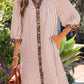 Pink Stripe Leopard Trim Dress