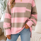 Pink Stripe Patch Pocket Sweatshirt