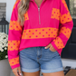 Pink Stripe Polka Dot Quarter Zip