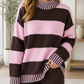 Pink Stripe Relaxed Pullover