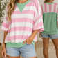Pink Stripe Ribbed Top