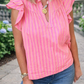 Pink Stripe Ruffled Blouse RTS