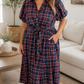 Plaid Belted Plus Dress