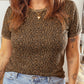 Plus Size Leopard Round Neck Top