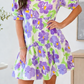 Purple Floral Tiered Ruffle Dress