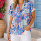 Purple Floral V Neck Blouse RTS