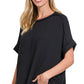 Raised-Rib Cuff Sleeve Top Zenana RTS