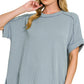 Raised-Rib Cuff Sleeve Top Zenana RTS