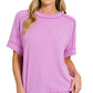 Raised-Rib Cuff Sleeve Top Zenana RTS