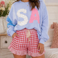 Red-Gingham Ruffle Lace Shorties