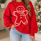 Red Christmas Embroidered Sweatshirt