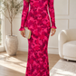 Red Floral Cuff Dress