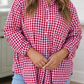 Red Plaid Plus Button Shirt