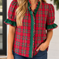 Red Plaid Ruffle Shirt