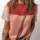 Red Rib Colorblock Shirt