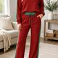 Red Ribbed Polka Dot Trim Set