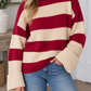 Red Stripe Ribbed Pullover