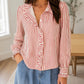 Red Stripe Ruffle Textured Shirt