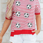 Red Stripe Sequin Soccer Shirt RTS