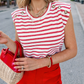 Red Stripe Textured Knit Top