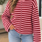 Red Stripe Zip Cardigan