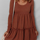 Ribbed Frilled Mini Dress