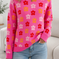 Rose Flower Ribbed Sweater