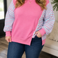 Rose Stripe Colorblock Plus Top