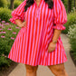 Rose Stripe Frilled Plus Dress