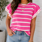 Rose Stripe Ruffle Sweater