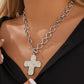 Hammered Cross Toggle Necklace Zenana New RTS