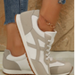 OATMEAL COLOR BLOCK LACE UP PU LACE LEATHER SNEAKERS RTS