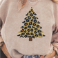APRICOT LEOPARD CHRISTMAS TREE RIBBED SWEATSHIRT RTS