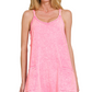 Acid Washed Mini Dress With Built-In Romper Liner Zenana New RTS