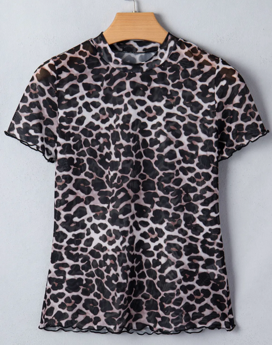 Leopard Sheer Mesh Top