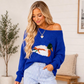 Blue Drop Shoulder Duck Sweater