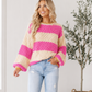 Striped Colorblock Texture Sweater