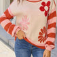 Stripe Flower Print Sweater RTS