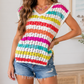 Striped Eyelet Sweater Top