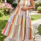 Striped Shirred Maxi Dress