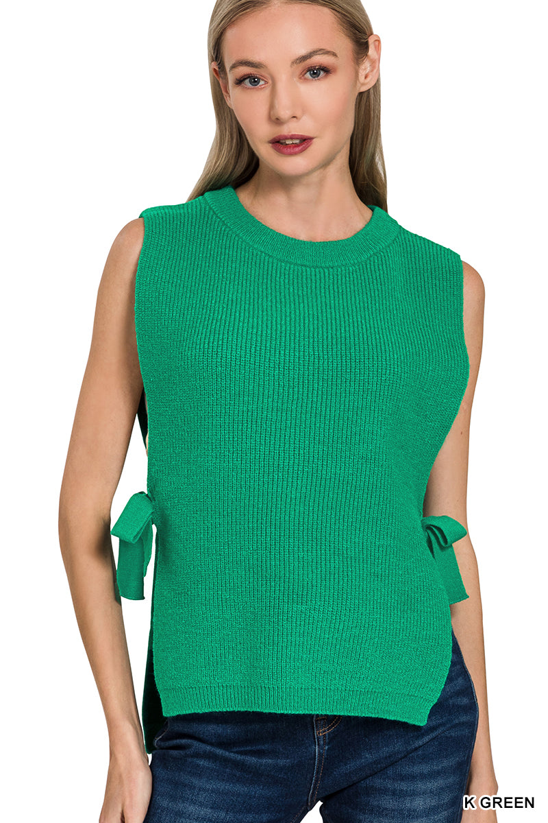 Side Tie Sweater Vest Zenana New RTS