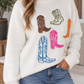 Western Boots Embroidered Sweater