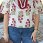 White Floral Ricrac Plus Trim Blouse