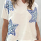 White Patriot Star Mineral Wash Top New RTS