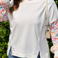 White Plus Floral Sleeve Sweatshirt RTS