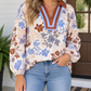 White Plus Floral V Neck Blouse