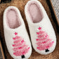 White Plush Christmas Tree Slippers RTS