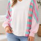 White Striped Colorblock Plus Blouse