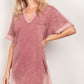VERY J Short Sleeve V-Neck Tee Dress